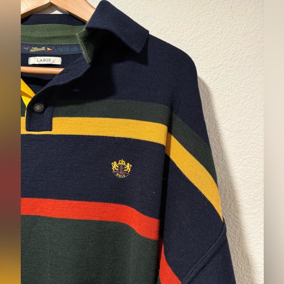 SIGNE INCOGNITO Preppy Wool Blend Striped Rugby Polo Sweater - Picture 3 of 5